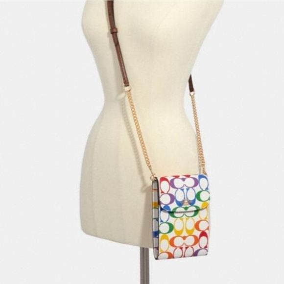 Coach Rachel Phone Crossbody Rainbow Signature - Picture 2 of 3